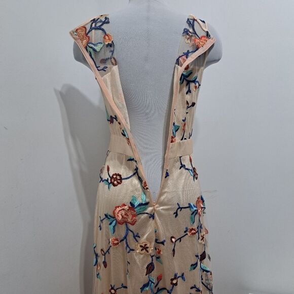All Over Floral Embroidered Overlay Mesh Boho Maxi Dress Multi-Color Medium - Picture 15 of 15